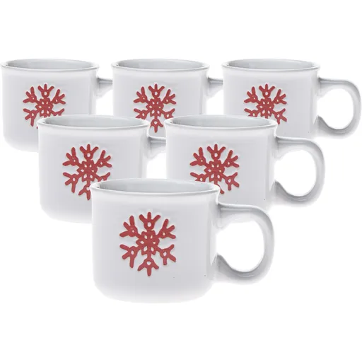 Sada 6 keramických hrnků Vločka, 90 ml