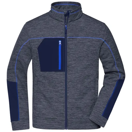 James & Nicholson (Daiber) Pánská mikina z pleteného fleecu JN1818 - Tmavě modrý melír / tmavě modrá / královská modrá | L