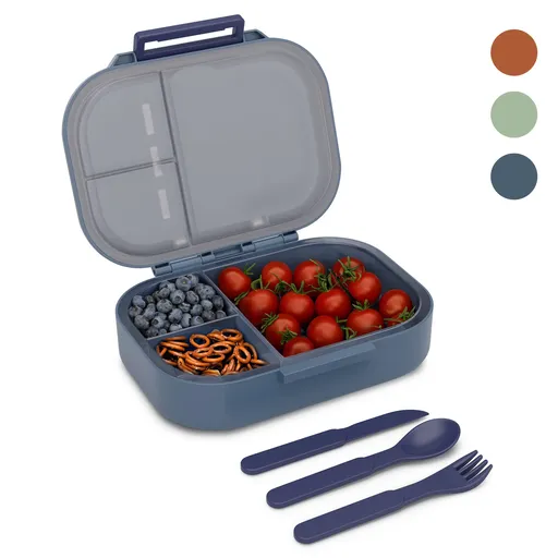 Klarstein Bunko, svačinový box, 3 přihrádky, 3dílný příbor Rozměry: cca 21 x 14,5 x 5,5 cm (Š x V x H)