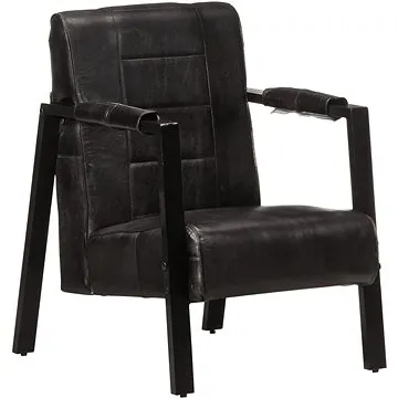 Křeslo 60 x 80 x 87 cm černé pravá kozí kůže, 325148 (325148)