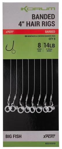 Korum Hotové návazce Banded Hair Rigs 4" 8ks,Korum Hotové návazce Banded Hair Rigs 4" 8ks