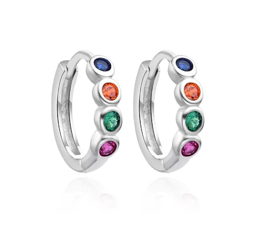 Agato Krásné stříbrné náušnice kruhy se zirkony AGT-E248KC