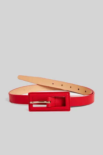 OPASEK GANT COVERED BUCKLE LEATHER SLIM BELT BRIGHT RED
