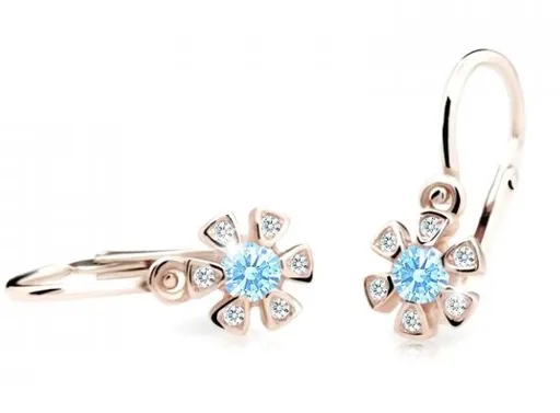 Cutie Jewellery Dětské náušnice z růžového zlata C2156-10-X-4 světle modrá