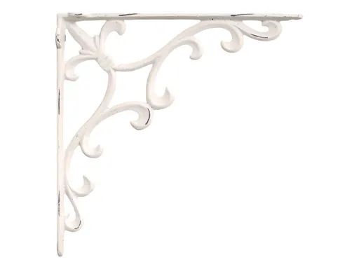 Krémová antik litinová konzole s ornamentem Lilie French - 25*4*25 cm Chic Antique