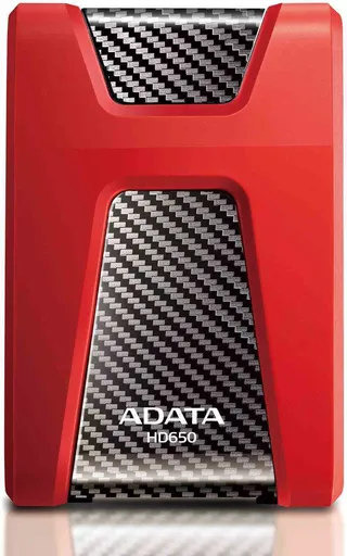 ADATA Externí HDD 1TB USB 3.1 DashDrive Durable HD650, červený (gumový, nárazu odolný)