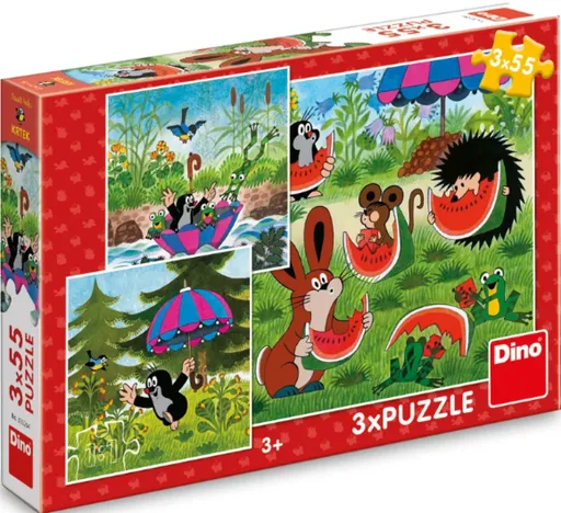 Krteček a paraplíčko - puzzle 3x55 dílků