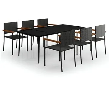 7dílný zahradní jídelní set černý, 3099423 (3099423)