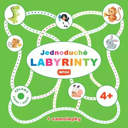 Jednoduché labyrinty - zelený sešit + samolepky