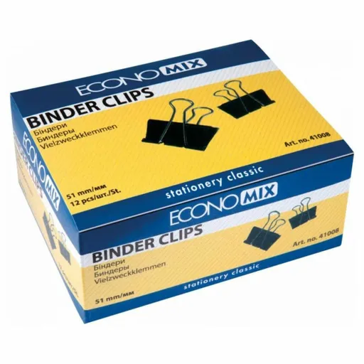 Kovový klip černý 51mm, balení 12ks