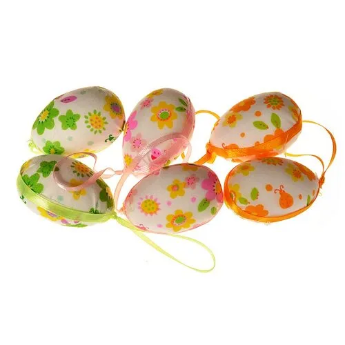 Vejce látkový dekor x 6 ks, výška 6 cm, Box