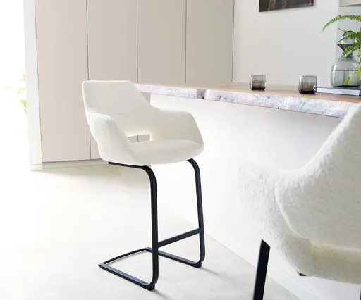 Barová židle Yago-Flex konzolová podnož plochá kov černá bouclé