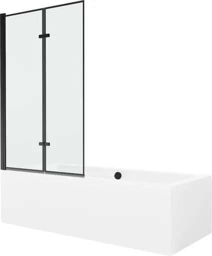 MEXEN/S Cube obdélníková vana 170 x 80 cm s panelem + vanová zástěna 100, černá vzor 550517080X9210027070