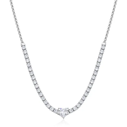 S'Agapõ Ocelový náhrdelník se zirkony Srdce Dazzly SDZ147