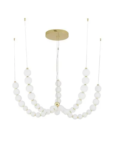 NOVA LUCE závěsné svítidlo PERLA zlatý kov a opálové sklo LED 130W 230V 3000K IP20 vč. dálkového ovládání stmívatelné 9695203