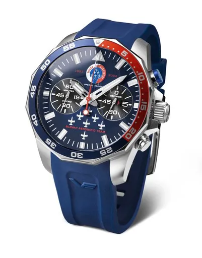 Vostok Europe Limitovaná edice Biele Albatrosy 6S21-225A463-I - Modrý silikonový řemínek