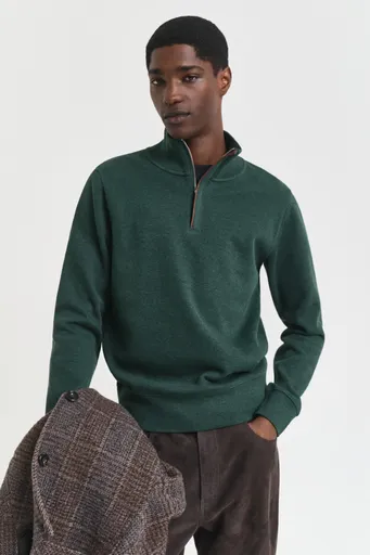 MIKINA GANT SACKER RIB HALF ZIP TARTAN GREEN