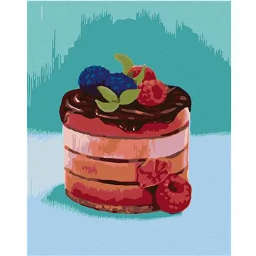 Zuty - Malování podle čísel - MALINOVÝ DORT S ČOKOLÁDOU (MYROSLAVA VOLOSCHUK), 80x100 cm, vypnuté pl (HRAmmb00367nad)