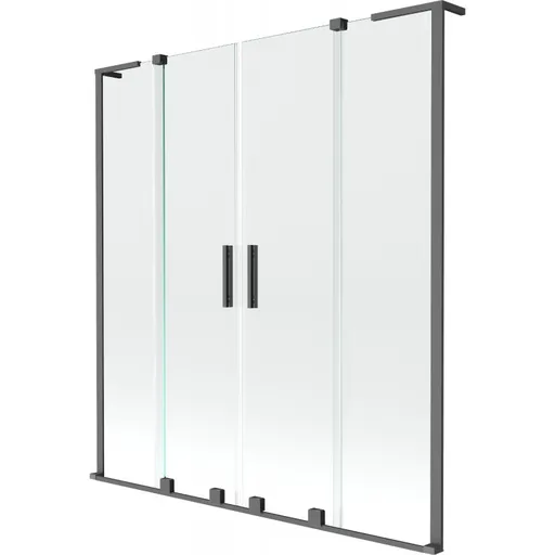 MEXEN/S Velar L Duo dvoukřídlá posuvná vanová zástěna 140 x 150, transparent, grafit metal 896-140-003-02-95