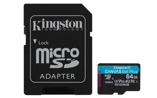 KINGSTON 64GB microSDXC Canvas Go Plus Gen4 200MB/s A2 U3 V30 Card + Adapter
