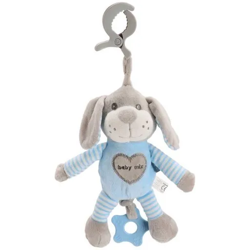 BABY MIX PES Plyšová hračka s klipem, šedá, velikost