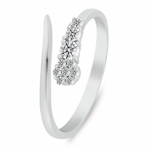 Brilio Silver Luxusní otevřený prsten s čirými zirkony RI153W 58 mm