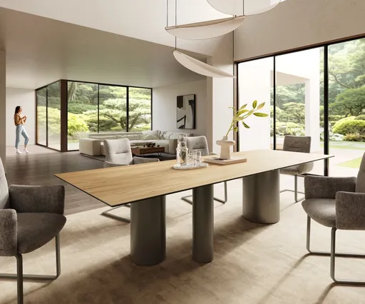 Jídelní stůl Edge 300x100 keramický Laminam® Sabbia dub barevný