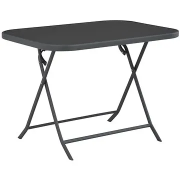 Skládací zahradní stůl šedý 100 x 75 x 72 cm sklo a ocel (44711)