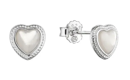 Evolution Group - Pavona Stříbrné srdíčkové náušnice s perletí 11433.1