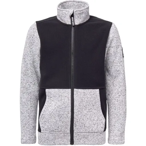 Lewro BILGE Dětská fleecová mikina svetrového vzhledu, šedá, velikost 128-134