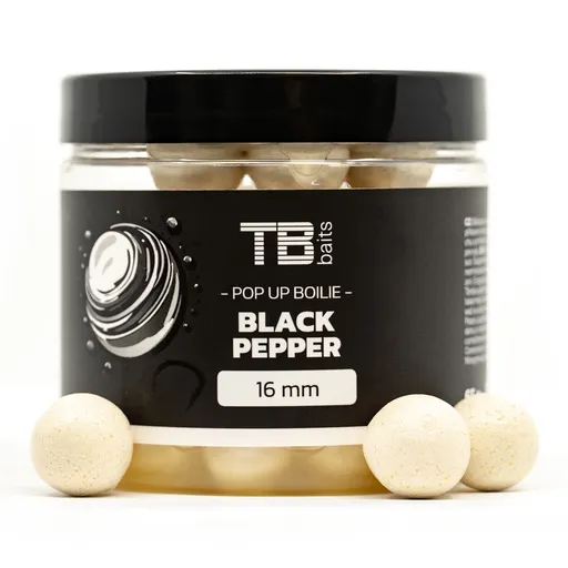 Tb baits plovoucí boilie pop-up white black pepper + nhdc 65 g-16 mm