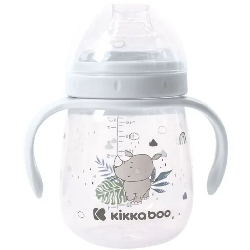 KikkaBoo Hrnek se silikonovým pítkem 240ml 6m+ Savanna Blue