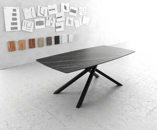 Jídelní stůl Edge zaoblená 200x100cm Laminam® keramika hnědá