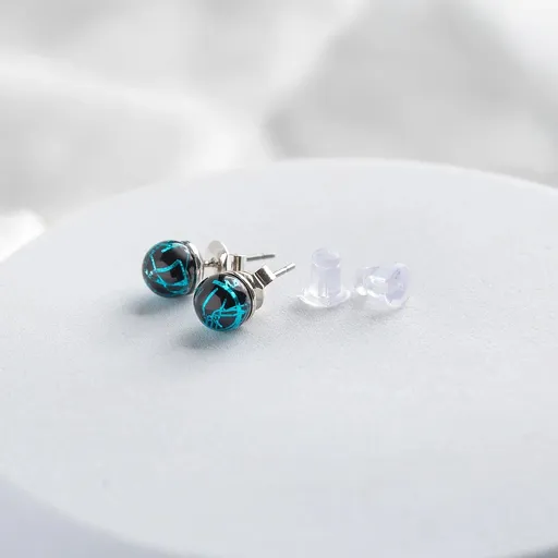 Lampglas Náušnice Cobalt Nude s ryzím stříbrem ENM3/AG/RHO-PU