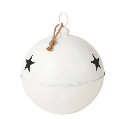 Bílá kovová ozdoba rolnička se šňůrkou Baub Xmas L - Ø 51*60 cm J-Line by Jolipa