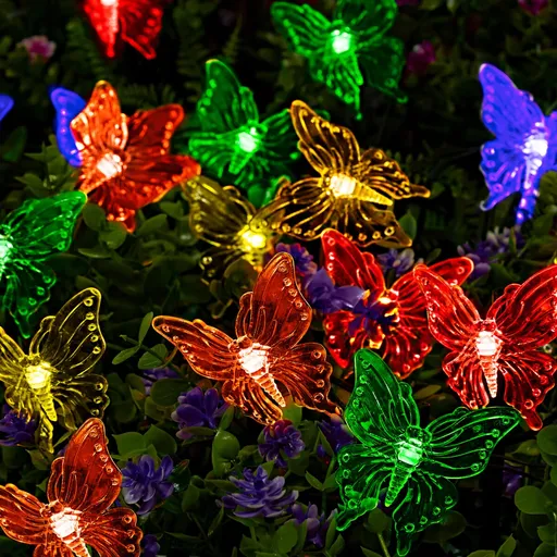 10-dílný solární světelný řetěz Motýli