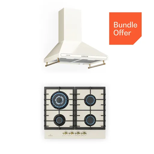 Klarstein Victoria 60 Duo Set plyn, Plynné varné desky, Dřezová digestoř