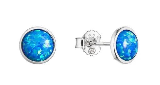 Evolution Group - Pavona Půvabné stříbrné náušnice se syntetickým modrým opálem 11464.3 blue