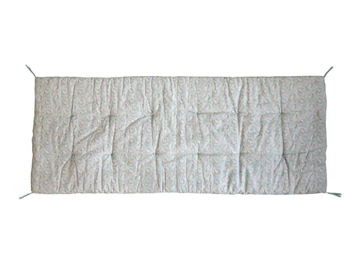 Zelený květovaný podsedák s výplní na lavici se střapci Mip - 180*70 cm Chic Antique