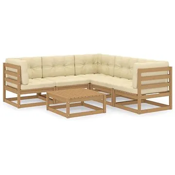 6dílná zahradní sedací souprava s poduškami masivní borovice, 3076552 (3076552)