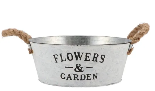 Plechový květináč / mísa s jutovými uchy Flowers & Garden - Ø 25*10 cm daan kromhout