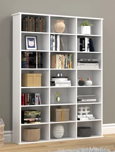 VCM Dřevěný stojan na CD a DVD Megosa M, bílá