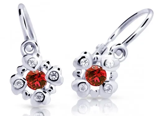 Cutie Jewellery Třpytivé dětské náušnice z bílého zlata C2253-10-X-2 červená