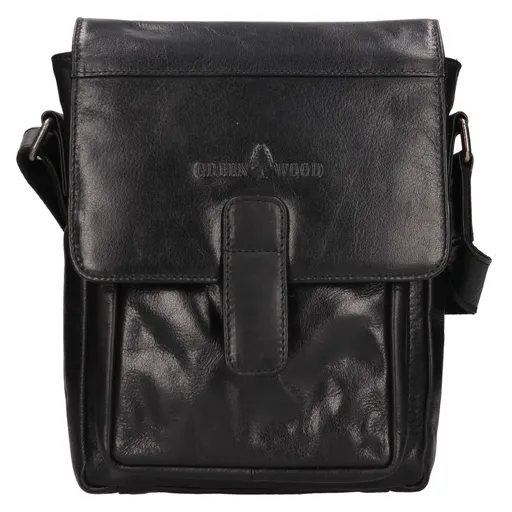 Pánská kožená taška přes rameno Greenwood Nito - černá