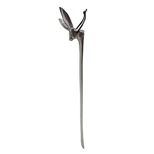 Stříbrná kovová obouvací lžíce s hlavou zajíce Hare - 52*5*1cm Mars & More