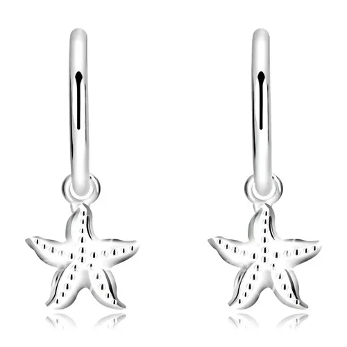 Náušnice ze stříbra 925 - úzký kroužek, mořská hvězdice s drobnými tečkami