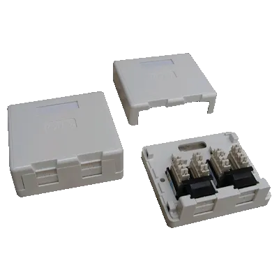 Dvojzásuvka CAT5E UTP na omítku (protiprachová)