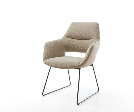 Jídelní židle Yago-Flex s područkami mix materiálů béžová tenká