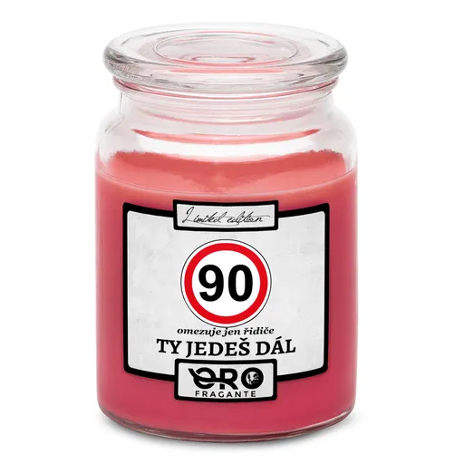 Svíčka Ty jedeš dál – výběr věku (věk: 90, Vůně svíčky: Višně v čokoládě)