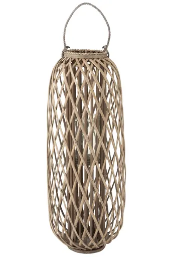 Šedohnědá dřevěná lucerna Romaine L - Ø 38,5*96,5 cm J-Line by Jolipa